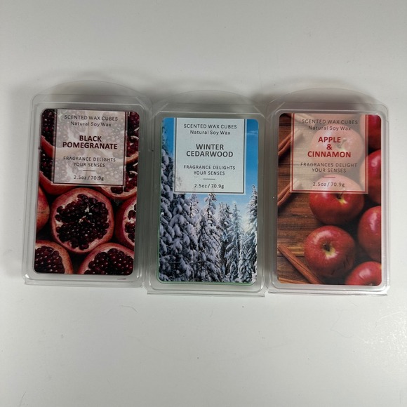 Other - Set of 3 Natural Soy Wax Scented Cubes Black Pomegranate Cedar Apple Cinnamon